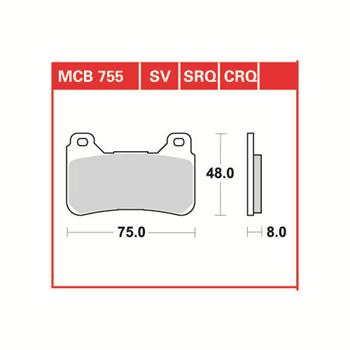 Brzdové došticky Predná/é, použitie: cestné, materiál: sintrové-SV, 46,71x74,1x7,8mm pasuje na HONDA CB, CBR 600/650/1000 2004-201